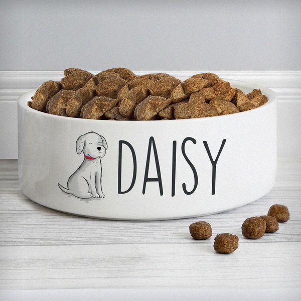 (image for) Personalised Scribble Dog 14cm Medium Pet Bowl - Click Image to Close