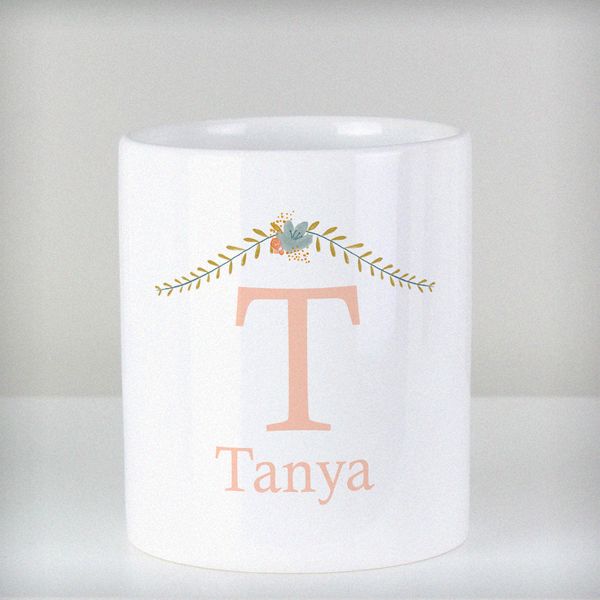 (image for) Personalised Floral Bouquet Ceramic Storage Pot - Click Image to Close