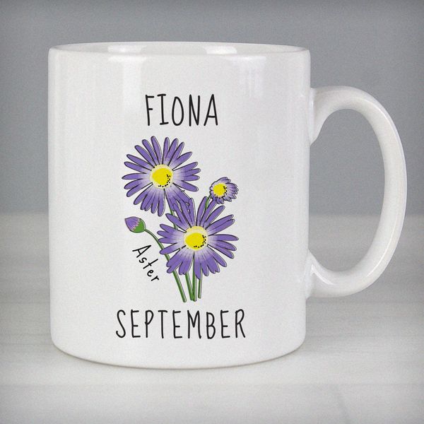 (image for) Personalised September Birth Flower - Aster Mug - Click Image to Close