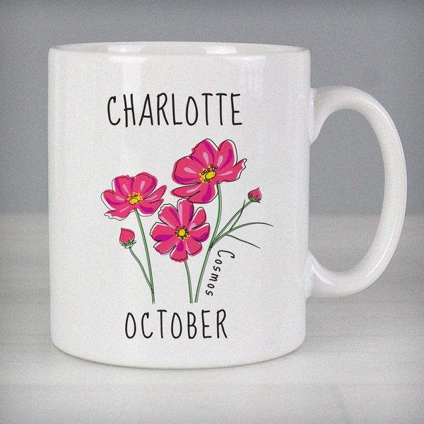 (image for) Personalised October Birth Flower - Cosmos Mug - Click Image to Close