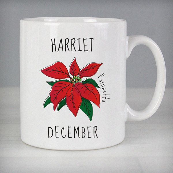 (image for) Personalised December Birth Flower - Poinsetta Mug - Click Image to Close