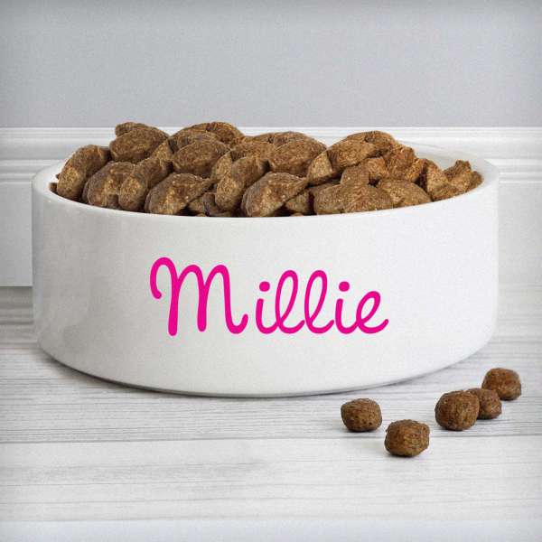 (image for) Personalised Pink Name 14cm Medium Pet Bowl - Click Image to Close