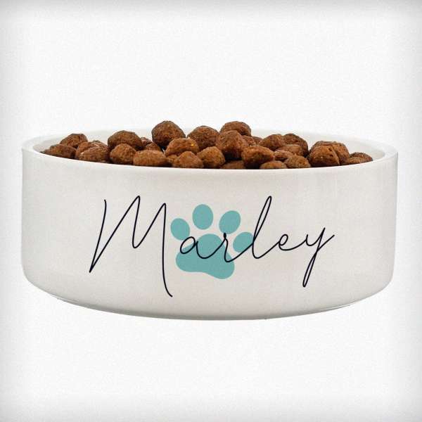 Modal Additional Images for Personalised Blue Pawprint Name 14cm Medium Pet Bowl