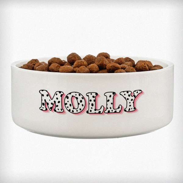 Modal Additional Images for Personalised Pink Spots Name 14cm Medium Pet Bowl