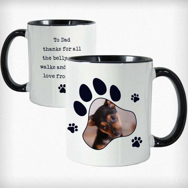 Modal Additional Images for Personalised Paw Print Pet Photo Upload Black Handled Mug
