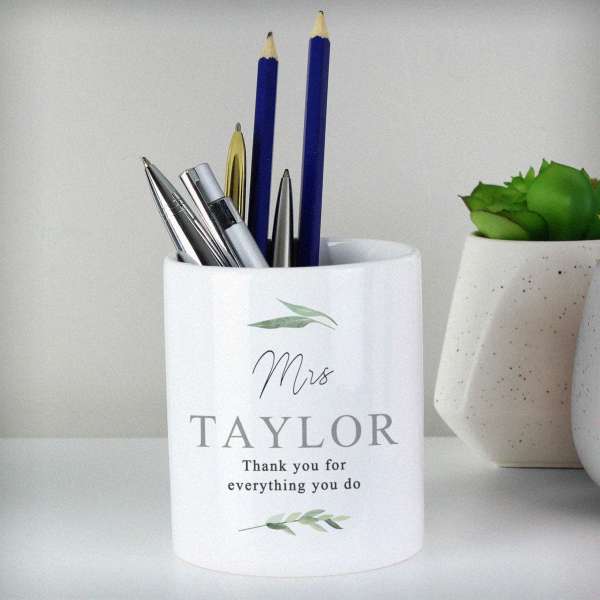(image for) Personalised Free Text Botanical Ceramic Storage Pot - Click Image to Close