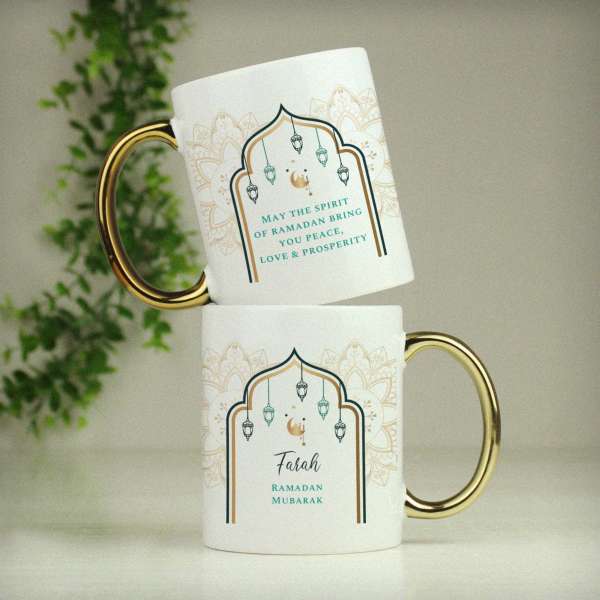 (image for) Personalised Eid and Ramadan Gold Handled Mug - Click Image to Close
