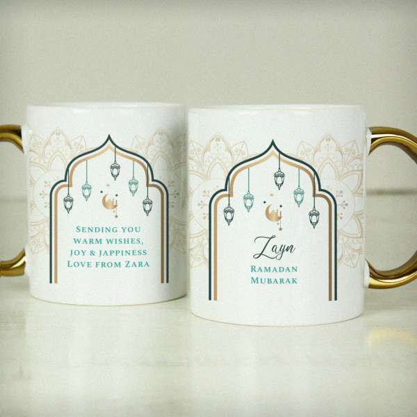 (image for) Personalised Eid and Ramadan Gold Handled Mug - Click Image to Close