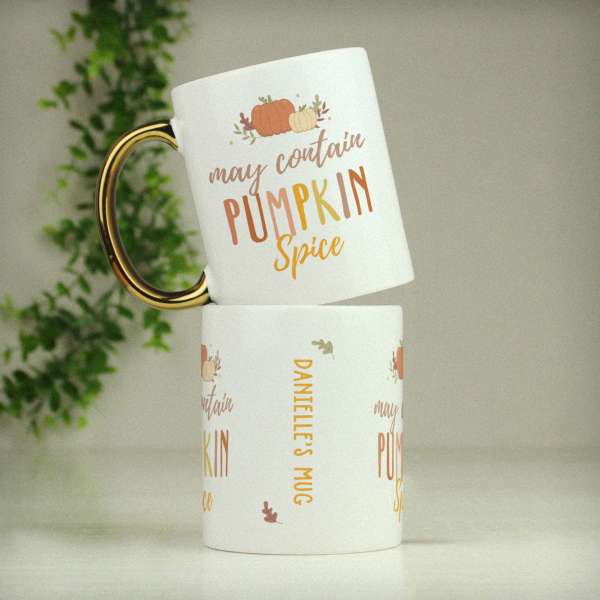 (image for) Personalised Pumpkin Spice Gold Handle Mug - Click Image to Close