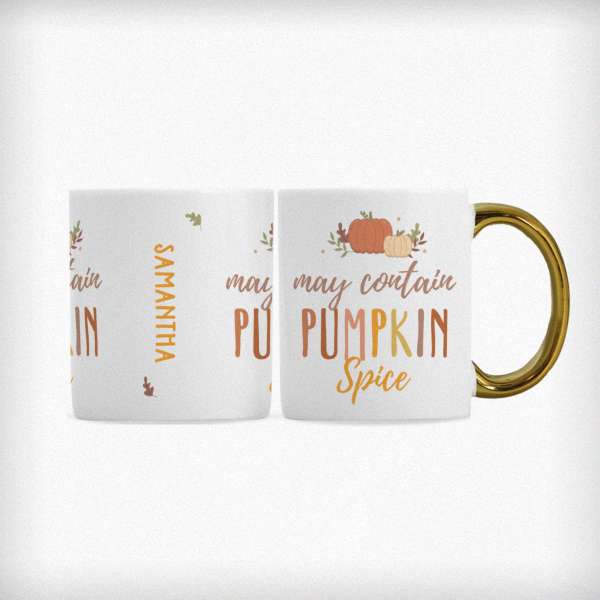 (image for) Personalised Pumpkin Spice Gold Handle Mug - Click Image to Close