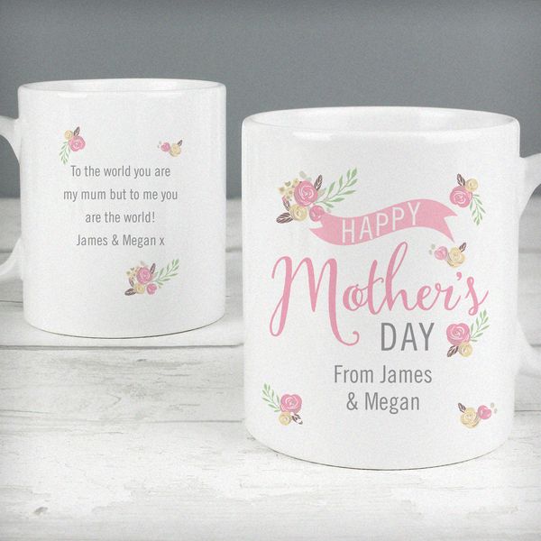 (image for) Personalised Floral Bouquet Mother's Day Slim Mug - Click Image to Close