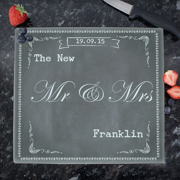 Modal Additional Images for Personalised Family Chalk Glass Chopping Board