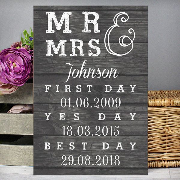 (image for) Personalised Mr & Mrs, First Day, Yes Day & Best Day Metal Sign