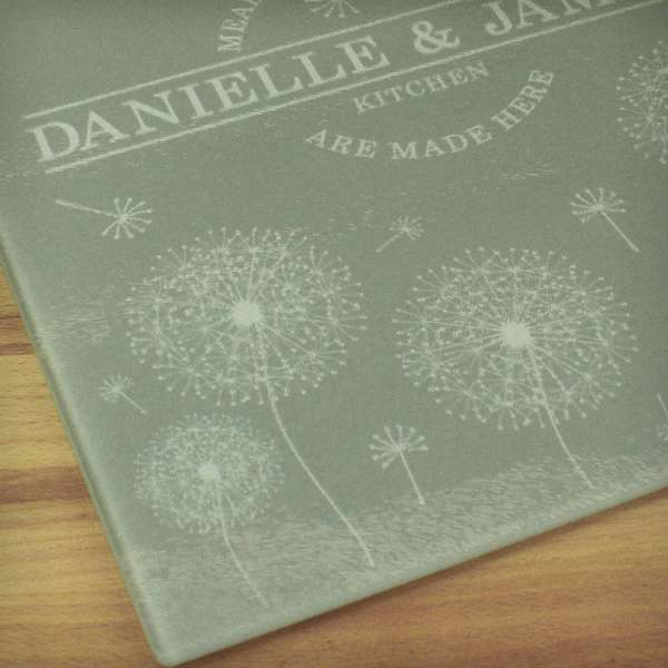 Modal Additional Images for Personalised Dandelion Glass Chopping Board/Worktop Saver