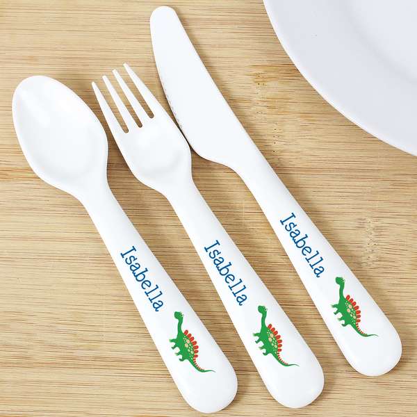 Modal Additional Images for Personalised Dinosaur 3 Piece Plastic Cutlery Set