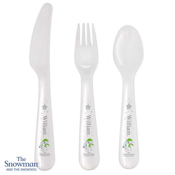 Modal Additional Images for Personalised The Snowman and the Snowdog 3 Piece Plastic Cutlery
