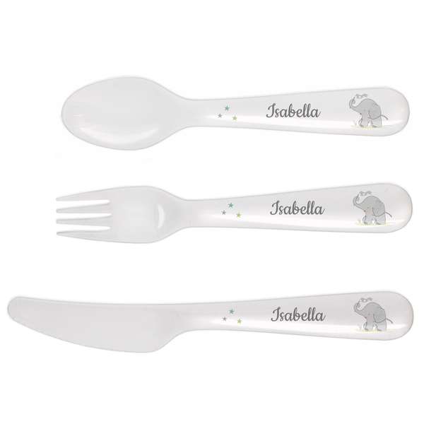 Modal Additional Images for Personalised Hessian Elephant 3 Piece Plastic Cutlery Set