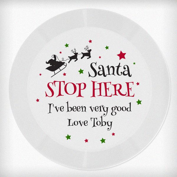 (image for) Personalised Santa Stop Here Plastic Plate - Click Image to Close