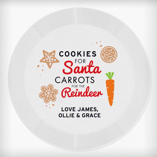 (image for) Personalised Cookies for Santa Christmas Eve Plastic Plate - Click Image to Close