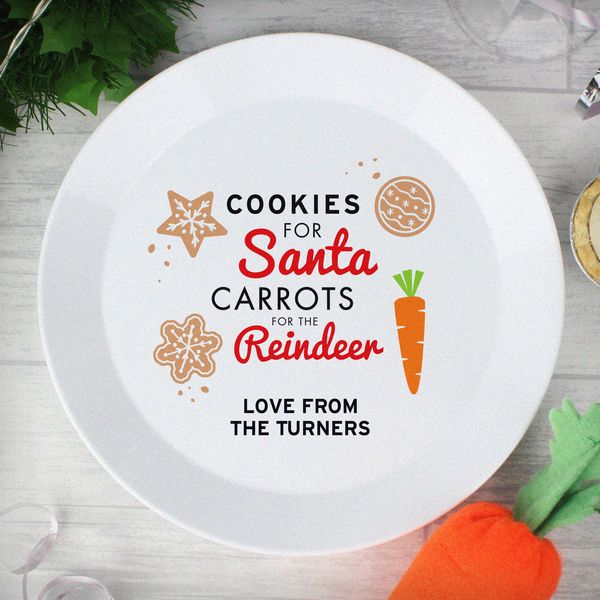 (image for) Personalised Cookies for Santa Christmas Eve Plastic Plate - Click Image to Close