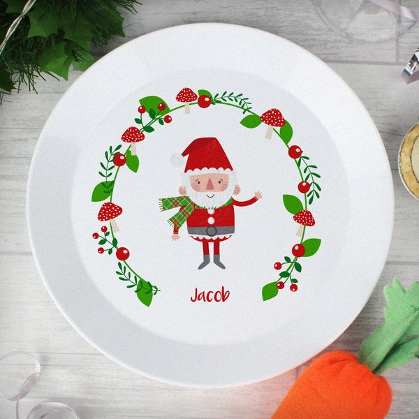 (image for) Personalised Christmas Toadstool Santa Plastic Plate - Click Image to Close