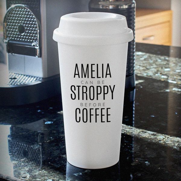 (image for) Personalised Black Text Slogan Insulated Eco Travel Cup - Click Image to Close