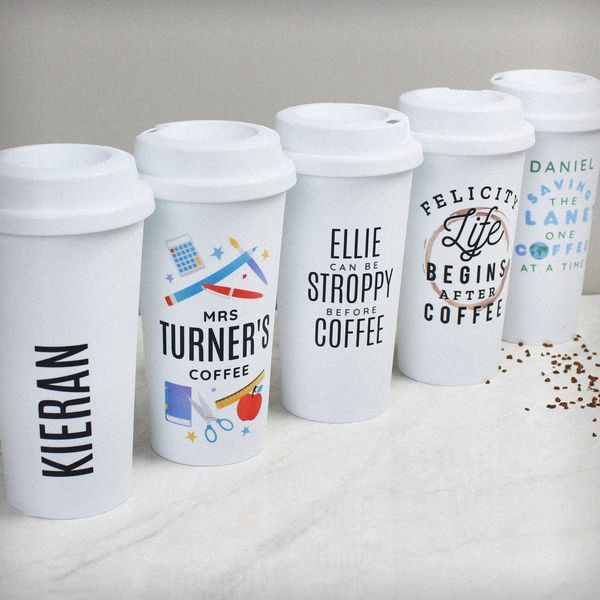 (image for) Personalised Black Text Slogan Insulated Eco Travel Cup - Click Image to Close