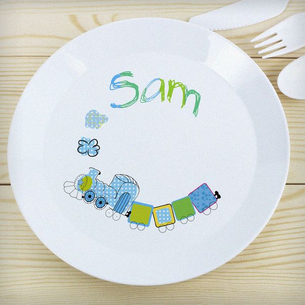 Modal Additional Images for Personalised Patchwork Train Plastic Plate