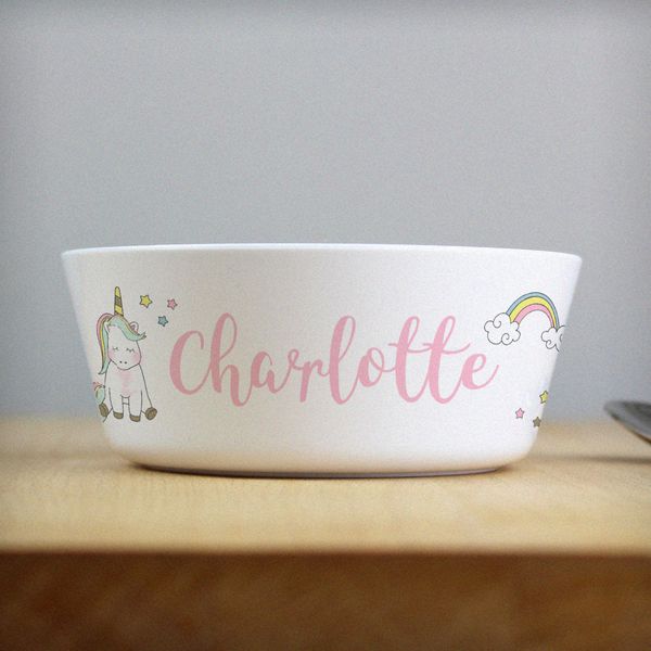 (image for) Personalised Baby Unicorn Plastic Bowl - Click Image to Close