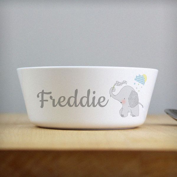 (image for) Personalised Hessian Elephant Plastic Bowl - Click Image to Close