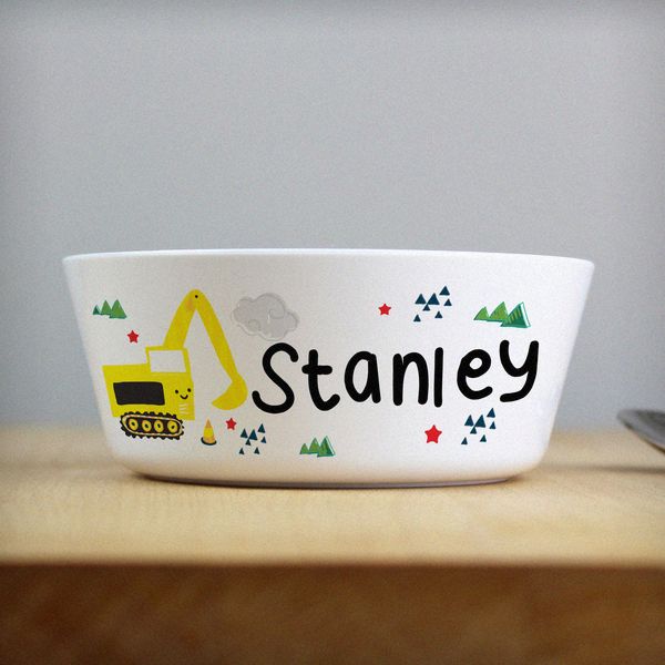 (image for) Personalised Digger Plastic Bowl - Click Image to Close