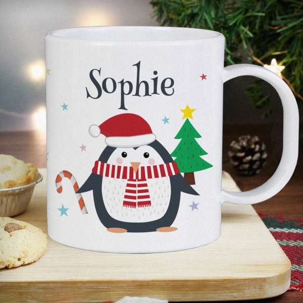 (image for) Personalised Christmas Penguin Plastic Mug - Click Image to Close