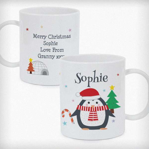 Modal Additional Images for Personalised Christmas Penguin Plastic Mug
