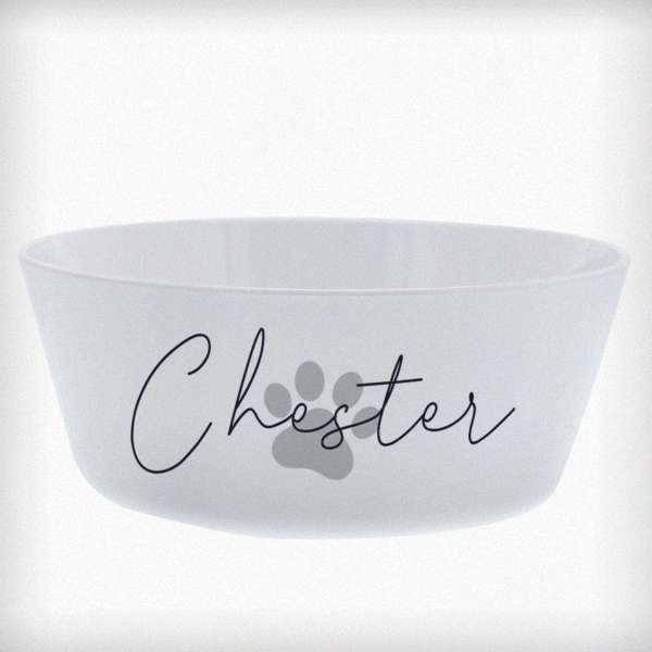 (image for) Personalised Grey Pawprint Plastic Cat Bowl - Click Image to Close