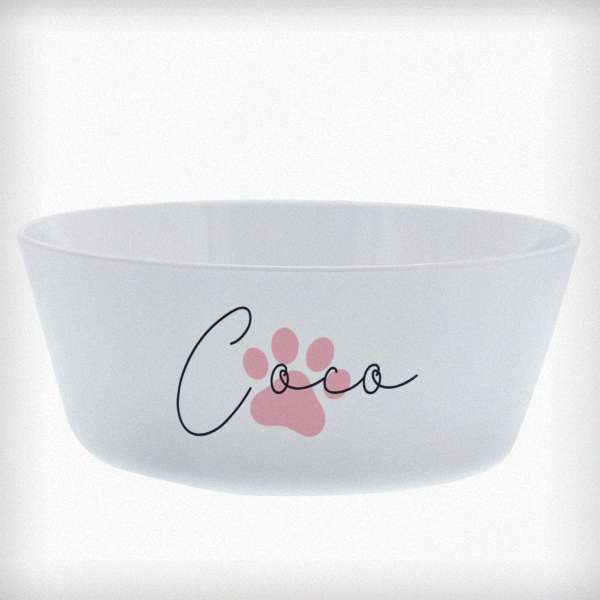 (image for) Personalised Pink Pawprint Plastic Cat Bowl - Click Image to Close