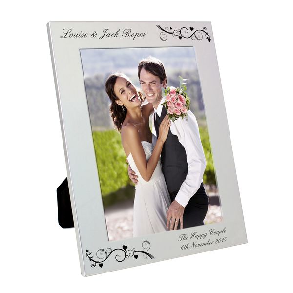 (image for) Personalised Silver 5x7 Black Swirl Photo Frame