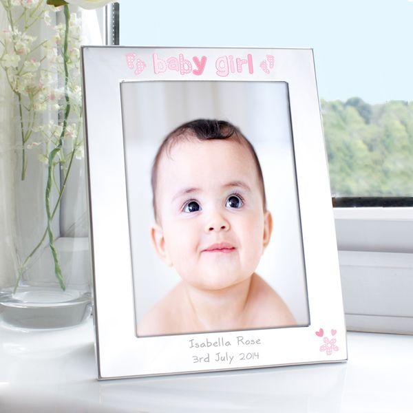 Modal Additional Images for Personalised Silver 5x7 Baby Girl Photo Frame