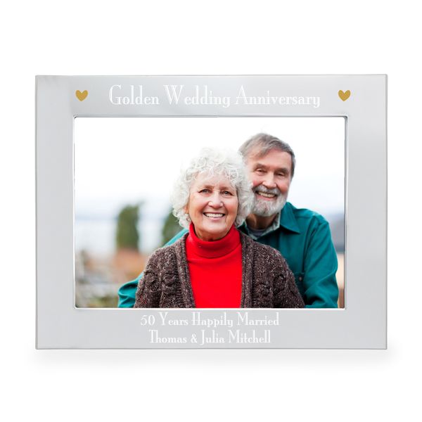 (image for) Personalised Silver 5x7 Golden Anniversary Landscape Photo Frame - Click Image to Close