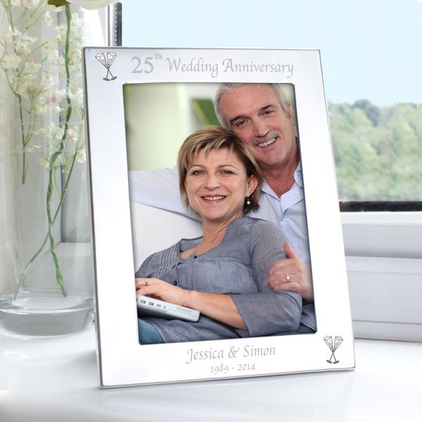 (image for) Personalised Silver 5x7 25th Wedding Anniversary Photo Frame - Click Image to Close
