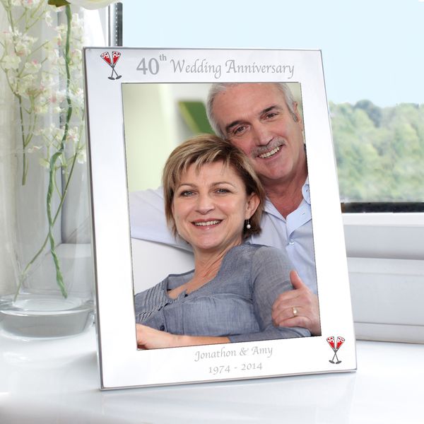 (image for) Personalised Silver 5x7 40th Wedding Anniversary Photo Frame - Click Image to Close