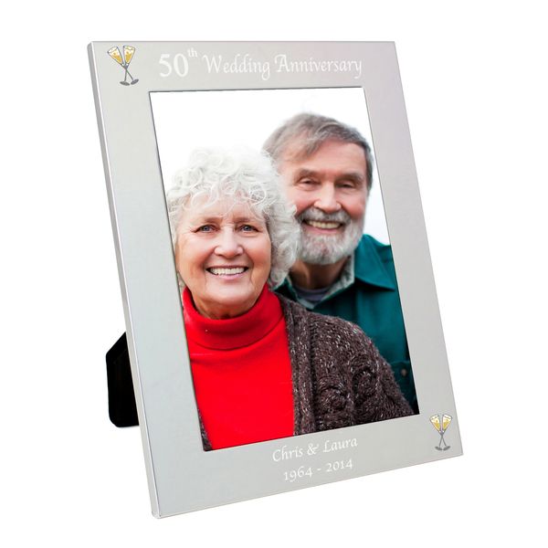 (image for) Personalised Silver 5x7 50th Wedding Anniversary Photo Frame - Click Image to Close