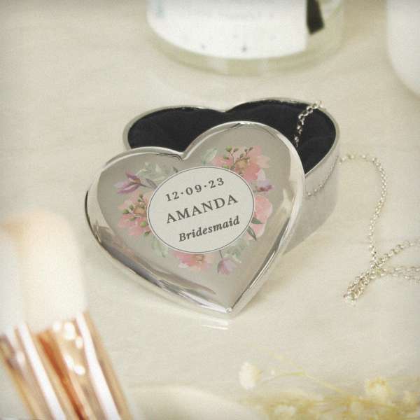 (image for) Personalised Floral Watercolour Heart Trinket Box - Click Image to Close