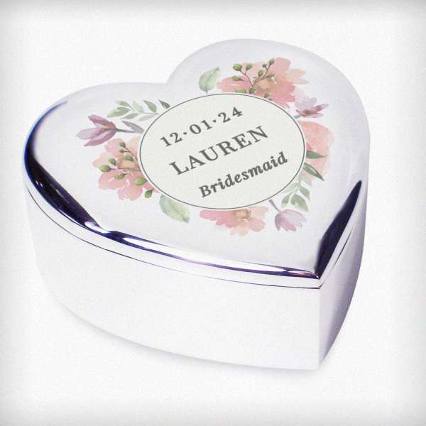 Modal Additional Images for Personalised Floral Watercolour Heart Trinket Box