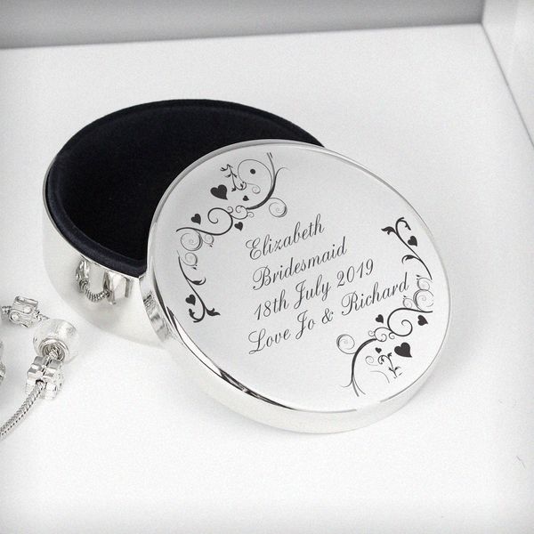 (image for) Personalised Black Swirl Round Trinket Box - Click Image to Close