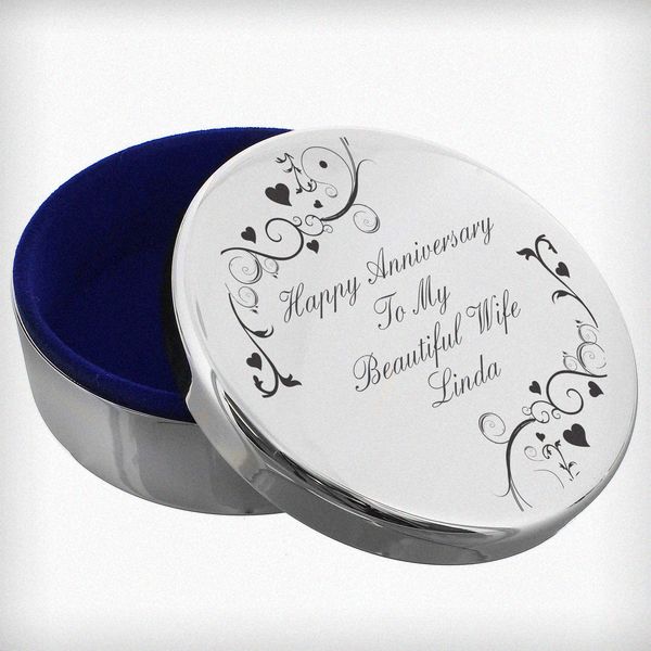 (image for) Personalised Black Swirl Round Trinket Box - Click Image to Close