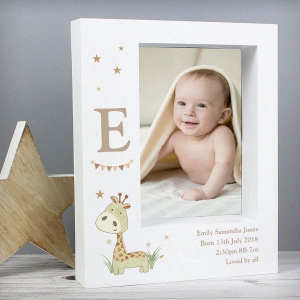 (image for) Personalised Hessian Giraffe 5x7 Box Photo Frame - Click Image to Close