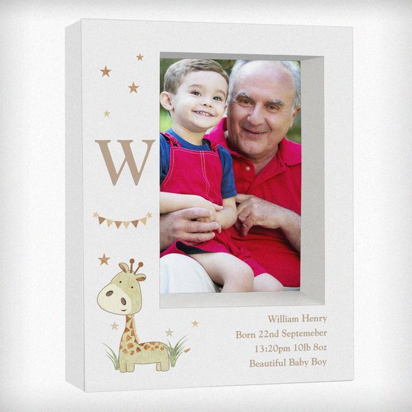 (image for) Personalised Hessian Giraffe 5x7 Box Photo Frame - Click Image to Close