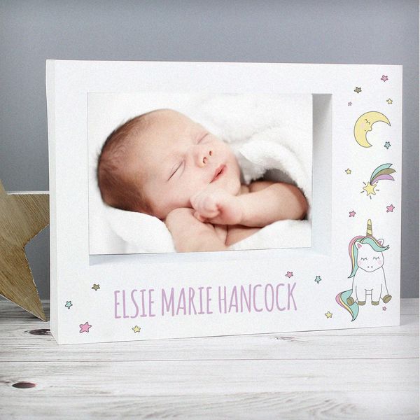 (image for) Personalised Baby Unicorn 7x5 Box Photo Frame