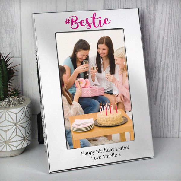 (image for) Personalised #Bestie 4x6 Silver Photo Frame - Click Image to Close