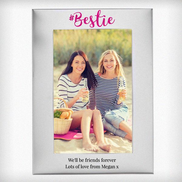 Modal Additional Images for Personalised #Bestie 4x6 Silver Photo Frame